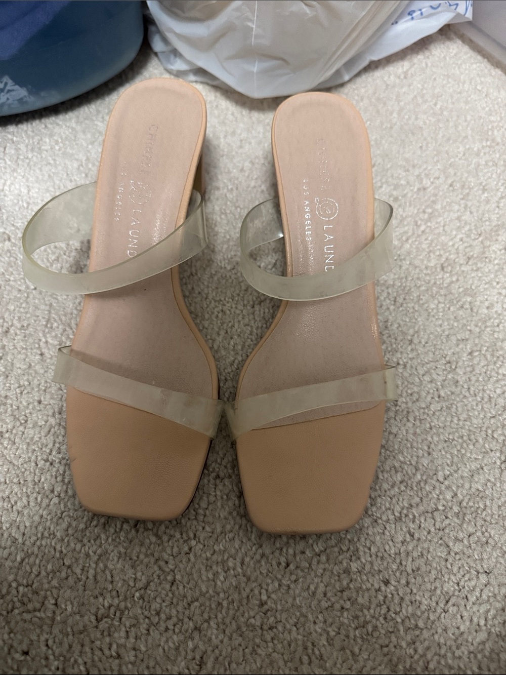 Charles By Charles David Nude Slide Sandals with Clear Straps